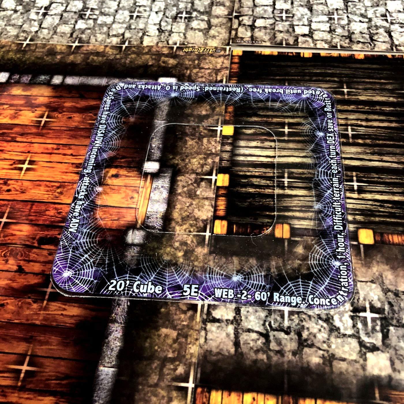 Arcknight Arcknight Spell Effects Templates for D&D 5E; 24pc Markers for AOE Spells with Reference; Condition, Buff, and Summon Tokens; for DND Pathfinder TTRPG