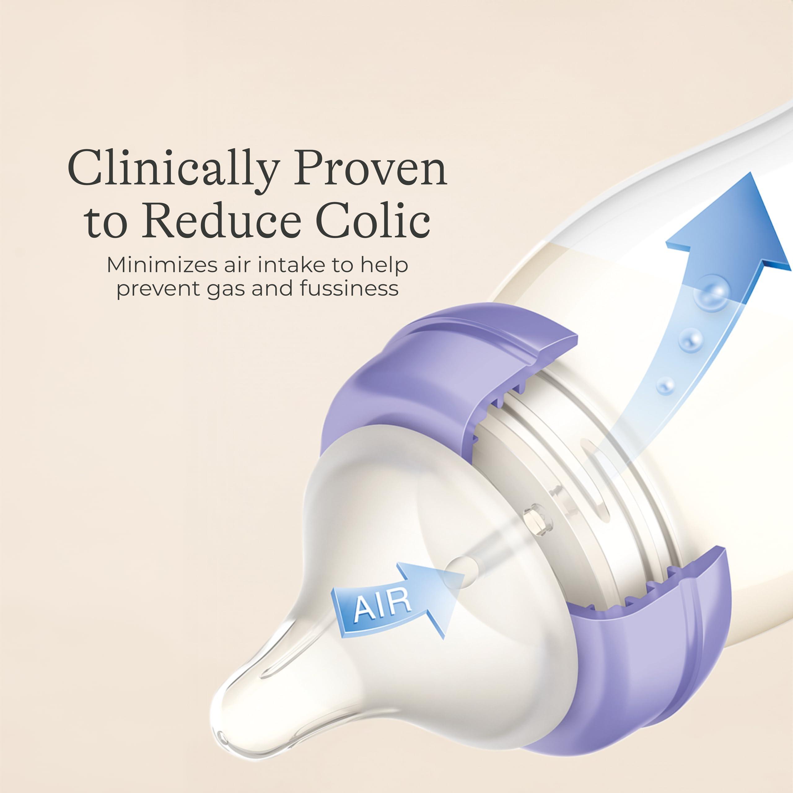 Lansinoh Lansinoh Anti-Colic Baby Bottles for Breastfeeding Babies, 8 Ounces, 6 Count, Includes 6 Medium Flow Nipples, Size M