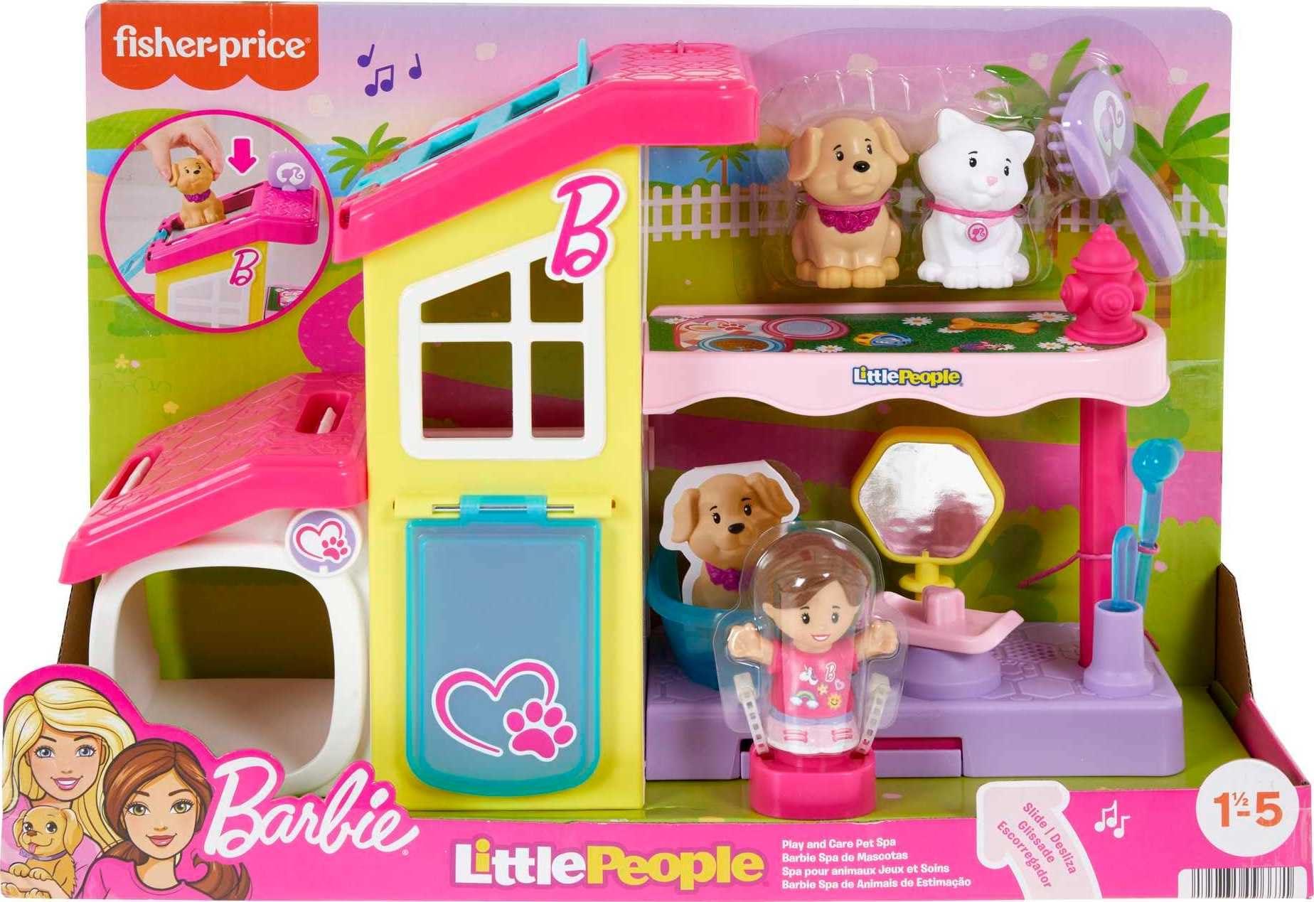 Fisher-Price Fisher-Price Little People Barbie Toddler Toy Play and Care Pet Spa Playset with Music & Sounds for Pretend Play Kids Ages 18+ Months