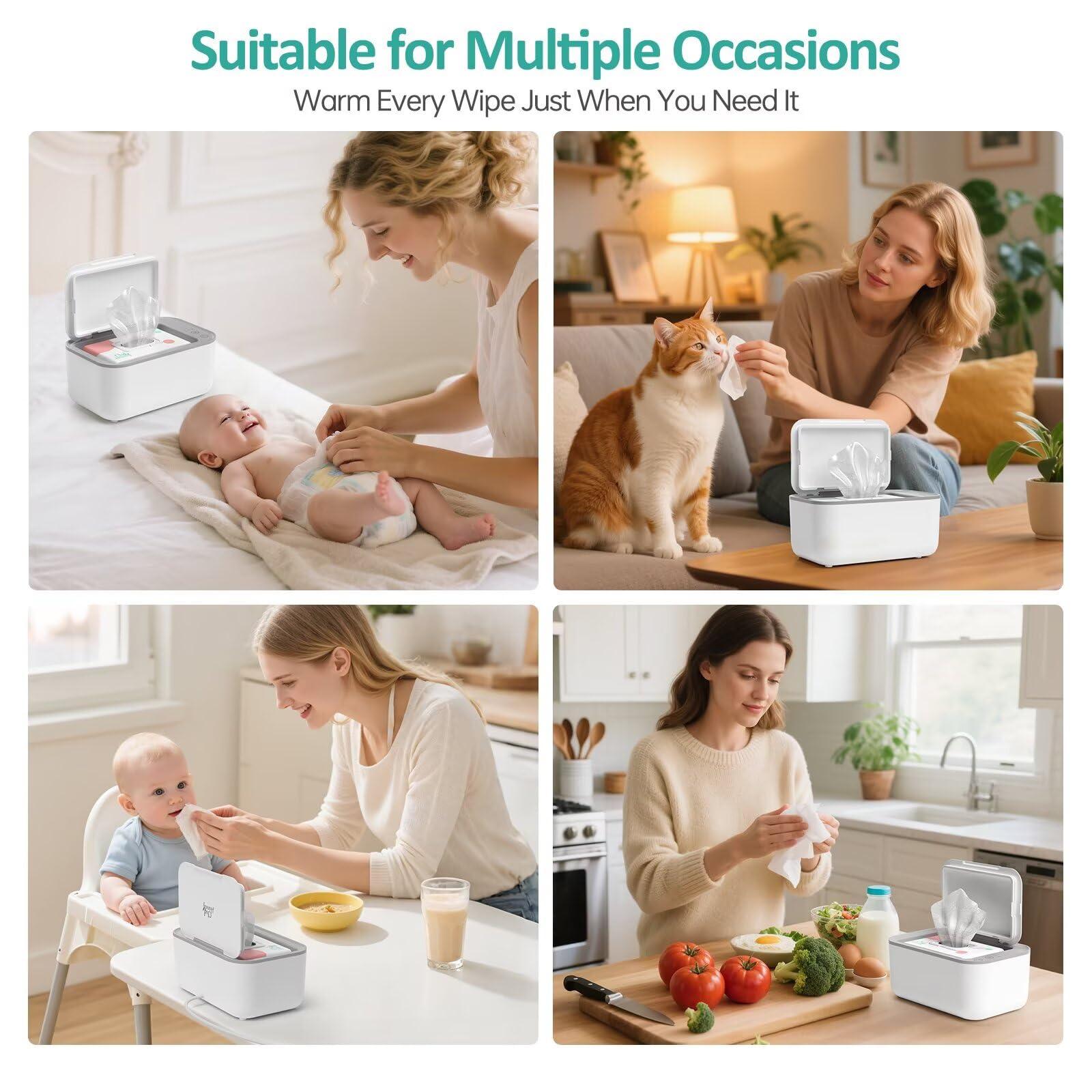 chefhandy Baby Wipe Warmer, Wipe Warmer and Baby Wet Wipes Dispenser, Smart Precise Temperature Control Large Capacity Evenly Overall Heating Silence, Wipes Warmer for Babies Portable Wipe Warmer (White)