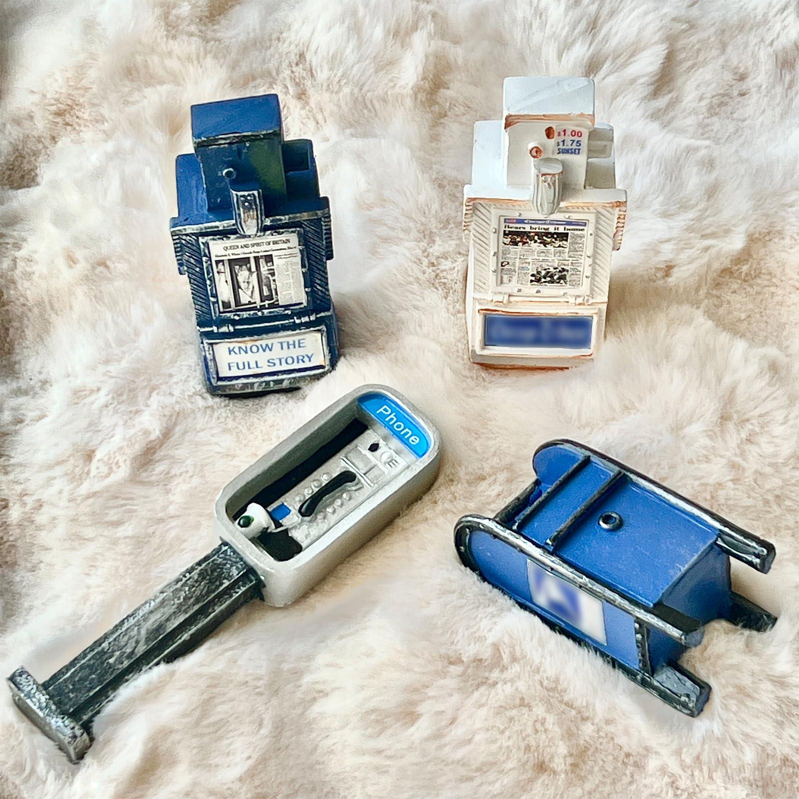 Generic Miniature American Payphone in 1:12 Scale, Mini Vintage Style Phone Booth Mailbox Model Decoration, Suitable for Collection and Scene Building Mini Dollhouse Furniture Accessories (Newspaper Box A)