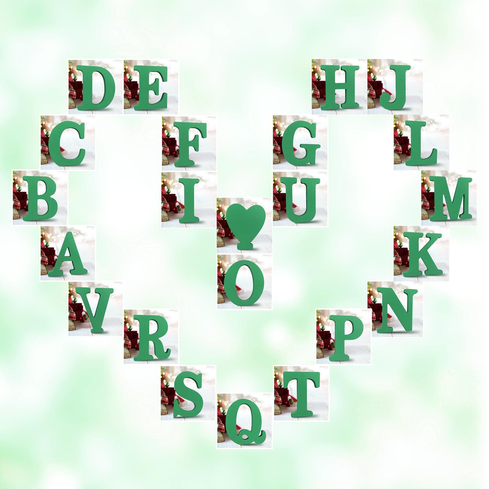 AOCEAN AOCEAN 6 Inch Green Wood Letters Unfinished Wood Letters for Wall Decor Decorative Standing Letters Slices Sign Board Decoration for Craft Home Party Projects (S)