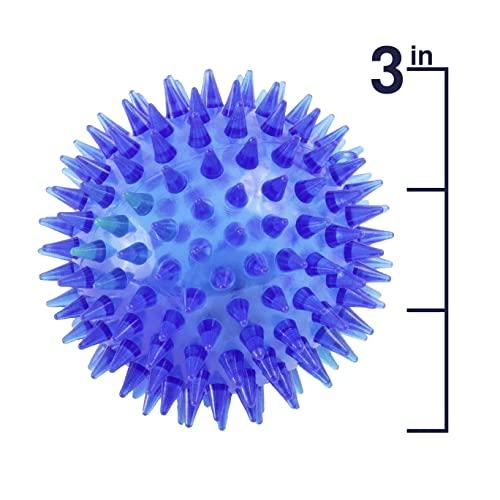Stages Sensory Builder Light Up LED Spiky Squeaking Bouncy Ball, Blinking Sensory Toy, Set of 10 - Mixed Colors