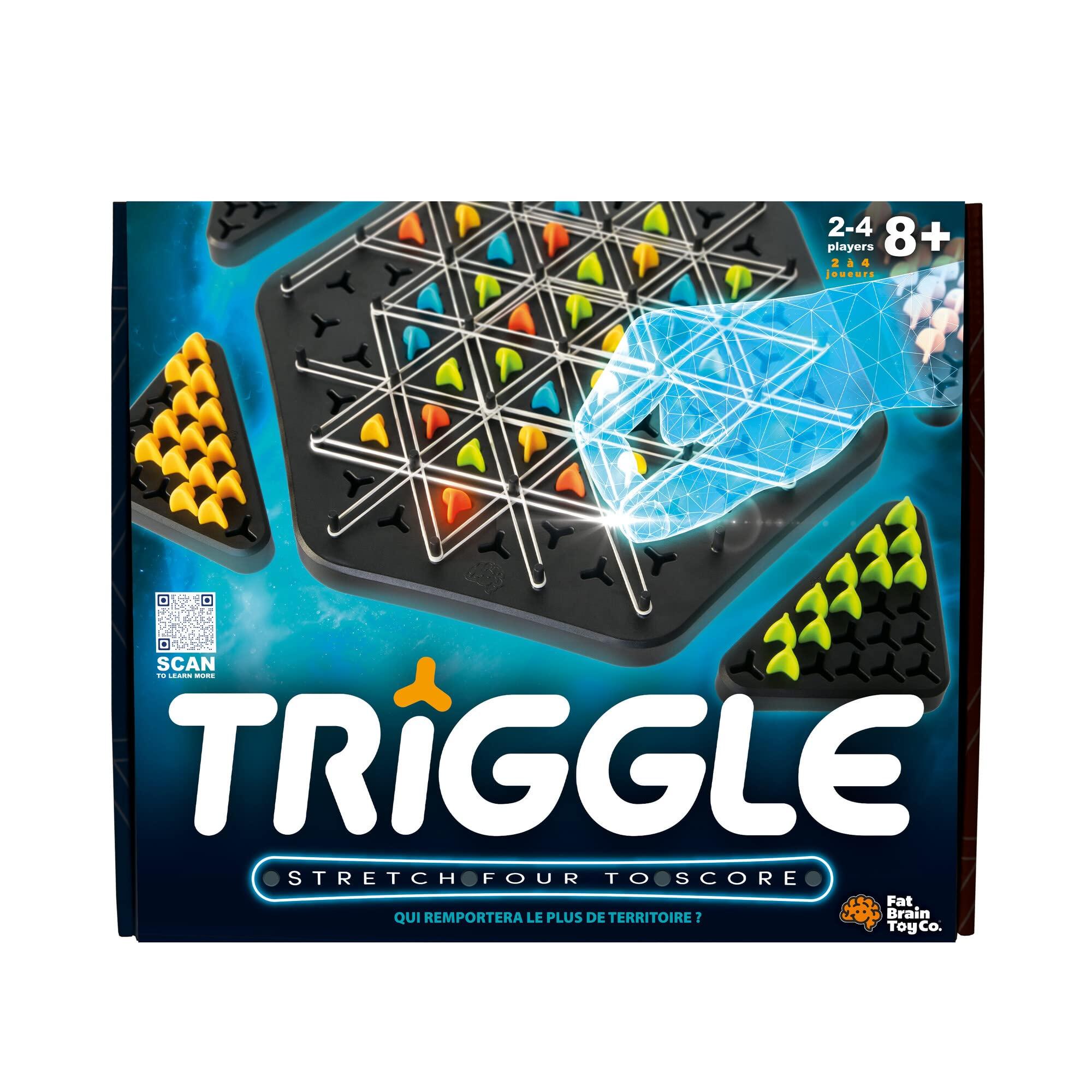 Fat Brain Toys Fat Brain Toys Triggle - Stretch Four to Score [Fun Family Brainteaser Strategy Game for Kids, Teens, & Adults] Rubber Band Triangle Game