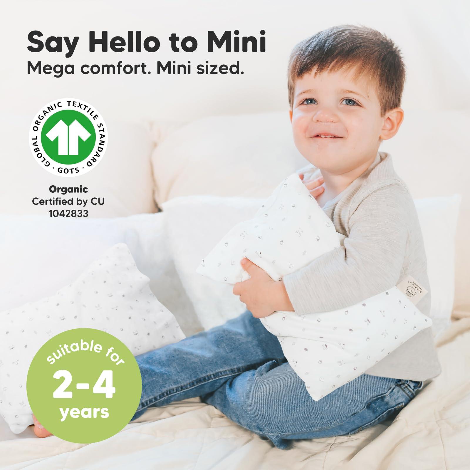 KeaBabies Mini Toddler Pillow with Pillowcase - 9x13 My Little Dreamy Mini Pillow, Organic Toddler Pillows for Sleeping, Kids Pillow, Small Pillows, Travel Pillows for Sleeping, Toddler Bed Pillows (Acorn)