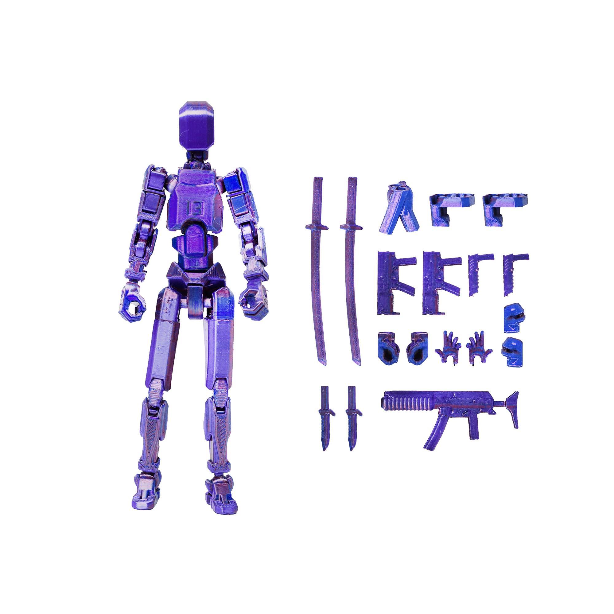 ChasmoHJP240125002 Fifth Generation T13 Action Figure 1 Pack, 3D Printed Human Body Model, Lucky 13 Action Figure,Multi-Joint Movable Robot, PVC Model Full Body Mobile Robot Desktop Decoration