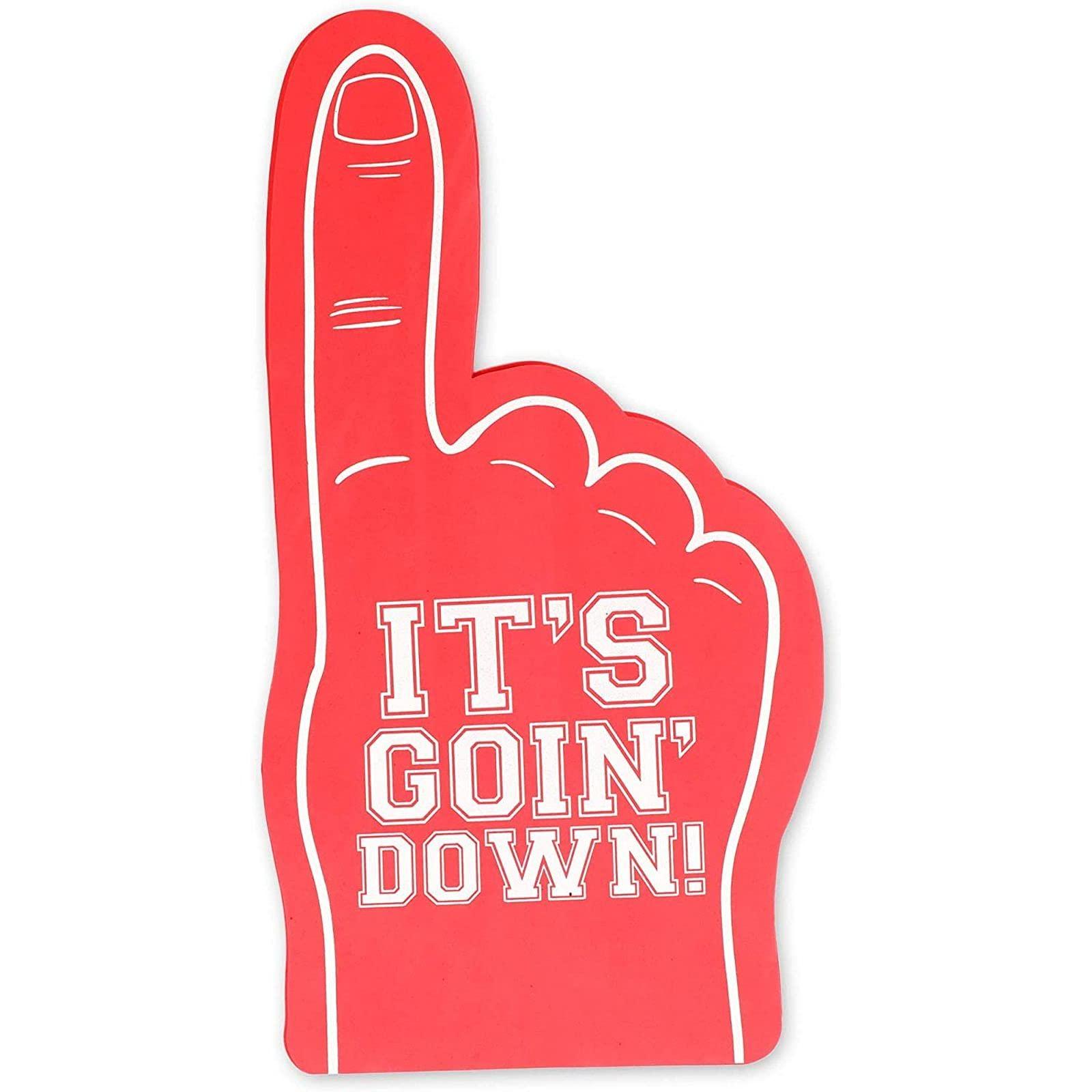 Okuna Outpost Okuna Outpost 2 Pack Red Foam Fingers #1, It\'s Goin\' Down for Sports Fan Accessories, Cheering, Party Favors, 17.5 Inch Giant Foam Hand