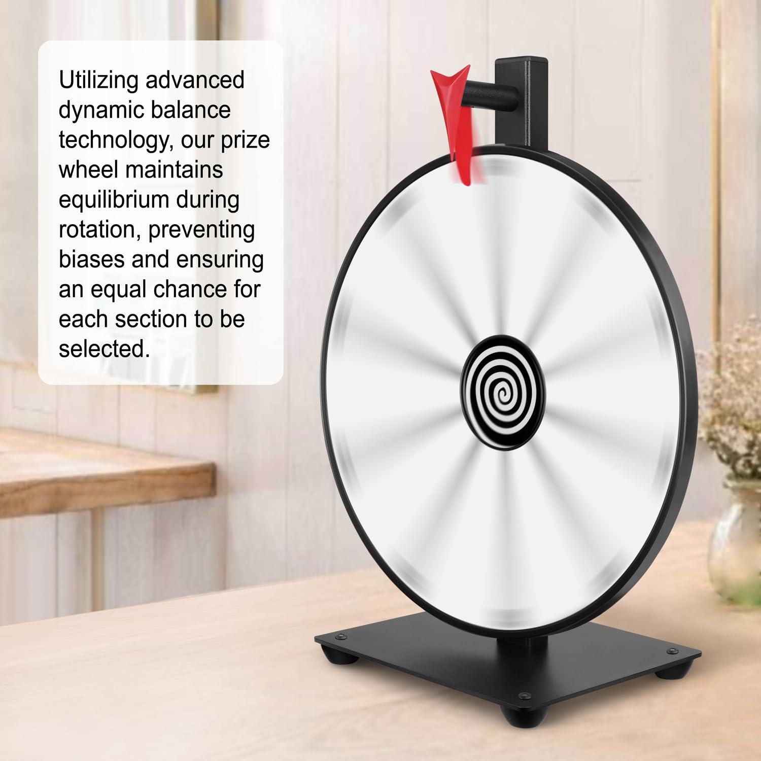 Pionites Pionites 12 Inch 10 Slots Prize Wheel Tabletop or Wall Mount Fortune Spin with Dry Erase Marker and Eraser for Engaging Home Parties, Trade Show, Carnival Events (12\'\' White)