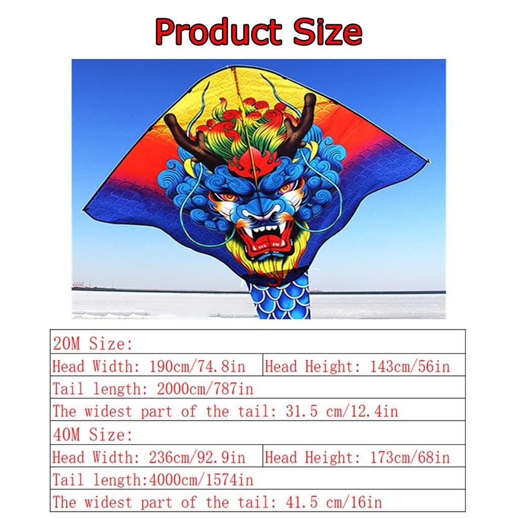 XLTTY Kites Large Chinese Dragon Kite,Extremely Easy to Fly Kite,Easy to AssembleBest Kite for Beginnerfor The Beach/Kite Party/Field/Park (Size : 40m+400m line)
