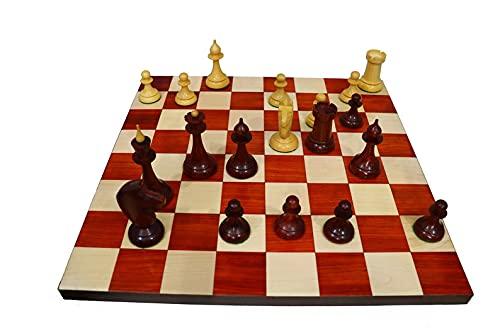 Generic 1950\'s Soviet Latvian Reproduced Weighted Chess Set in Crimson Golden Rosewood | Russian USSR Weighted Chess Pieces | King 4.0\"