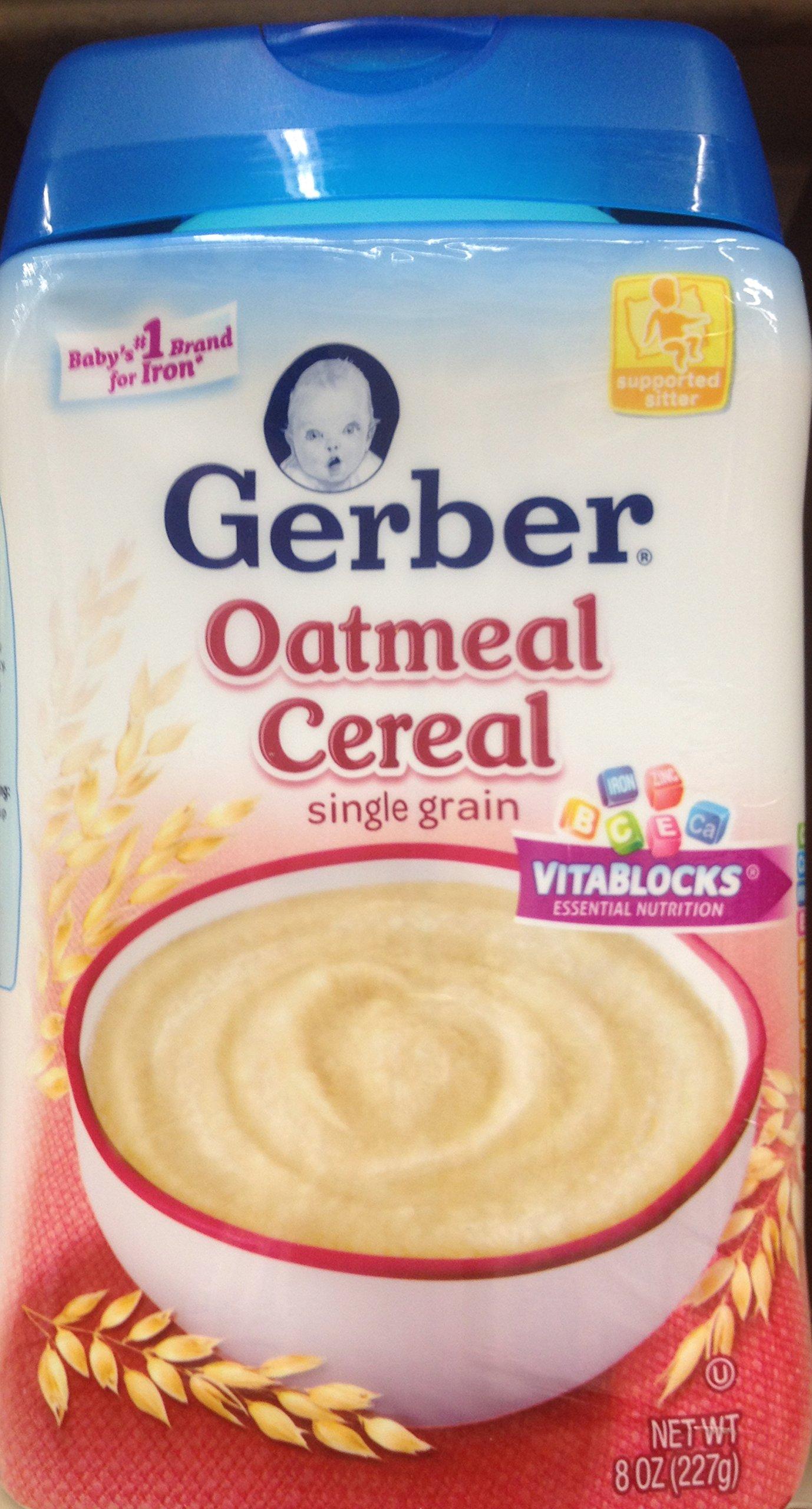Gerber Gerber Cereal for Baby 1st Foods Grain & Grow Oatmeal Cereal, Made with Whole Grains & Essential Nutrients, Non-GMO, For Supported Sitters, 8-Ounce Canister (Pack of 5)