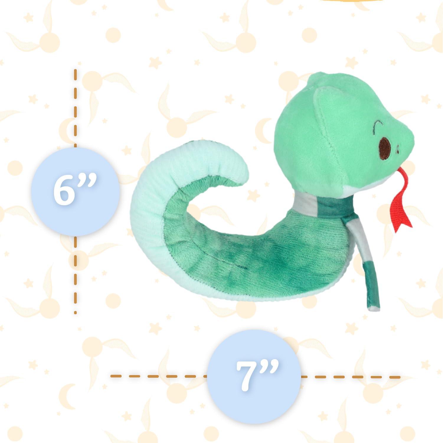 KIDS PREFERRED KIDS PREFERRED Harry Potter Slytherin Green Snake Plush Stuffed Animal with Embroidered Details and Green Stripped Scarf Hogwarts House Collectible for Babies, Toddlers, and Kids 6 Inches