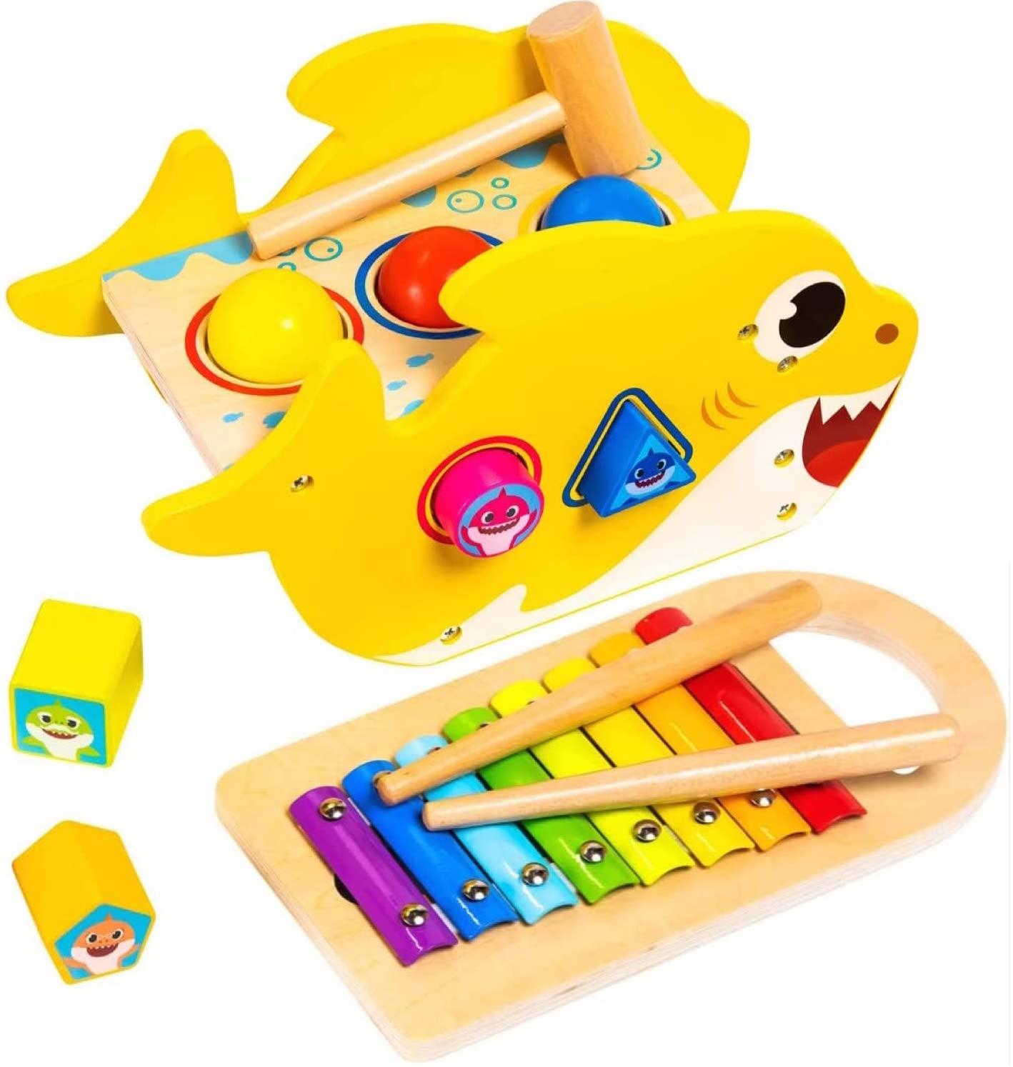 Pidoko Kids Pidoko Kids Baby Shark Toys for 1 Year Old - Montessori Learning, Hammering & Pounding Toy - Birthday Gifts for Toddlers Boys & Girls - Xylophone & Shape Sorter Blocks