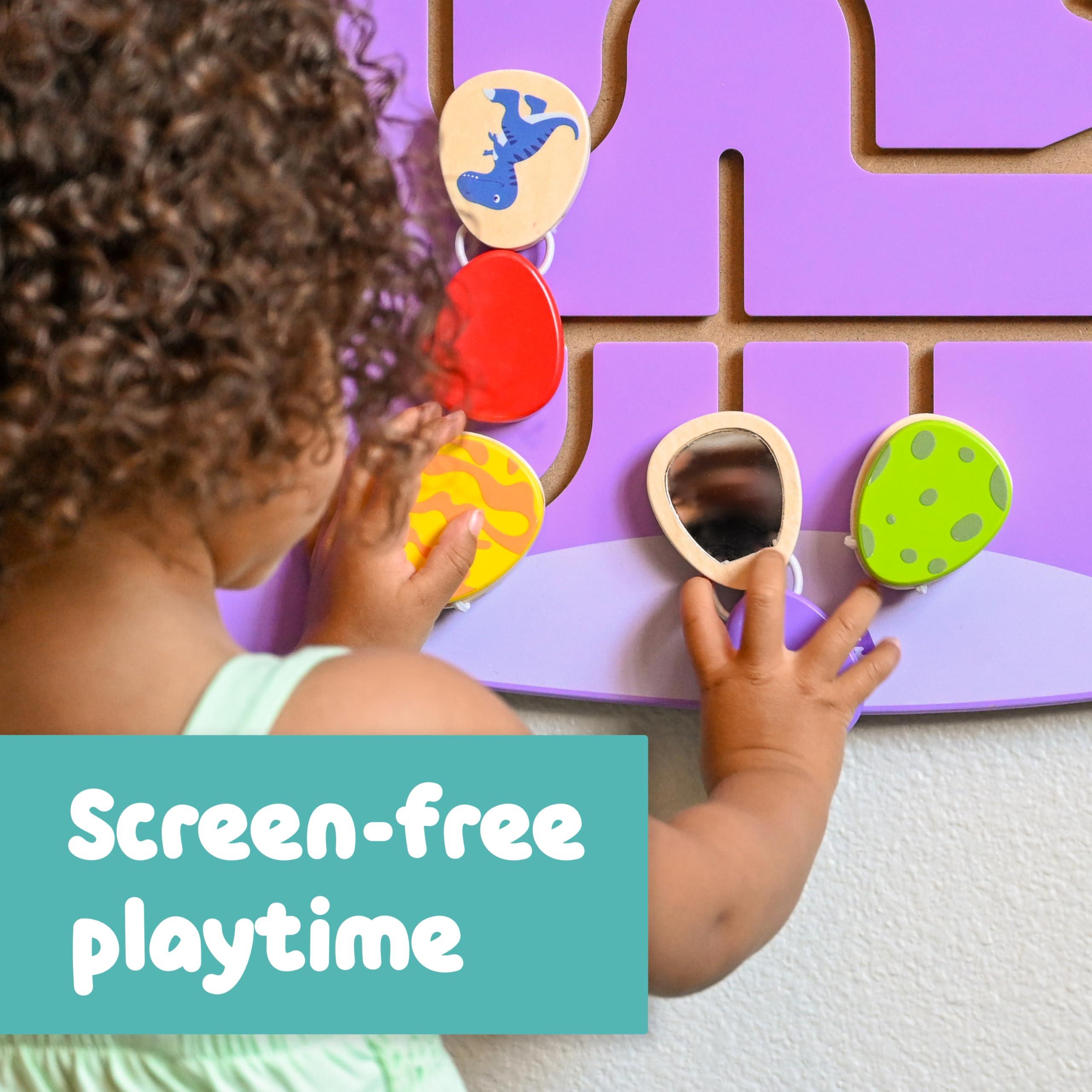 SPARK & WOW SPARK & WOW Triceratops Activity Wall Panels - Ages 18m+ - Montessori Sensory Toy - 8 Activities - Busy Board - Toddler Room Dcor