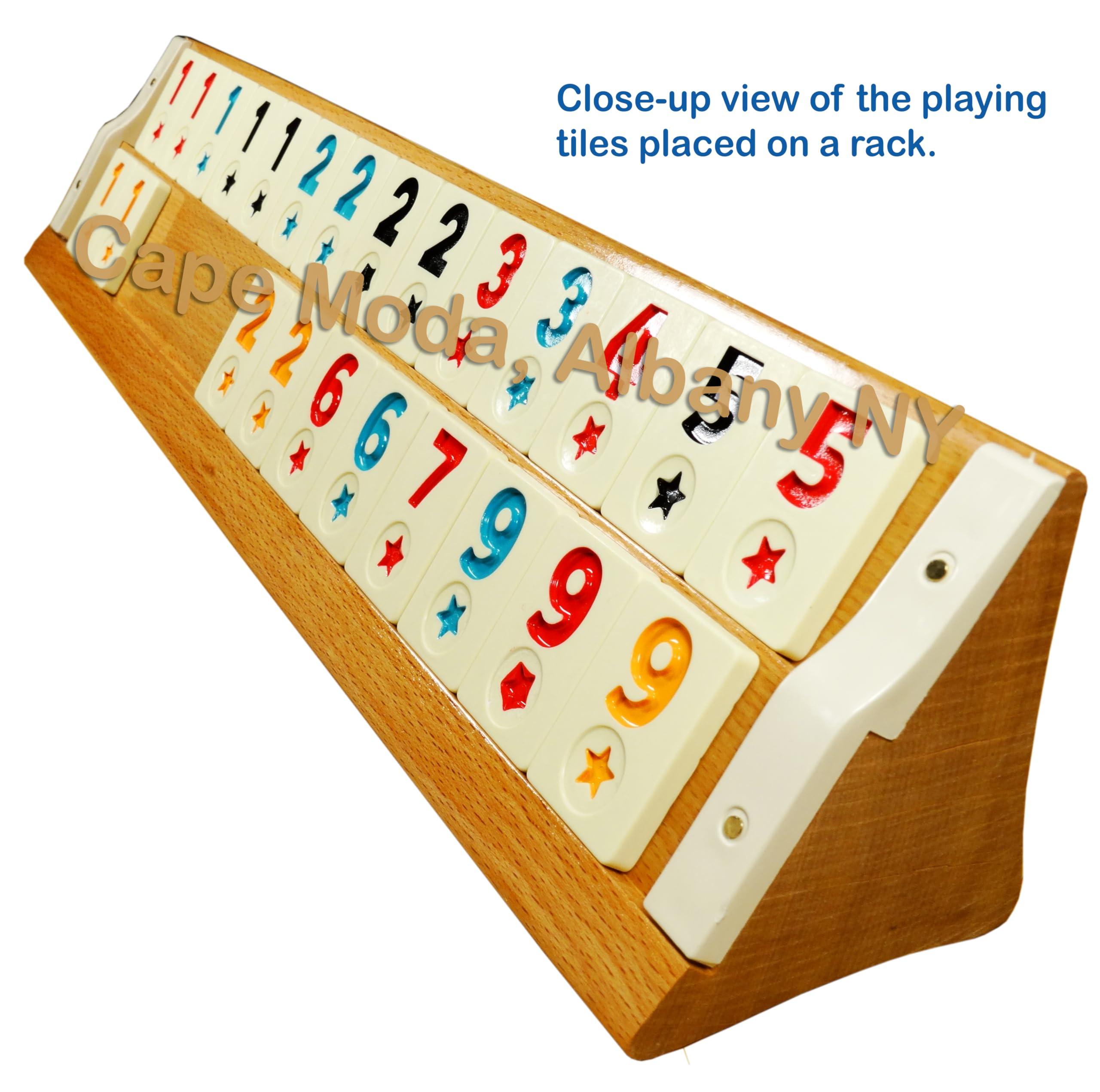 Balgin Cape Moda Large 16.7" Wooden Turkish Rummy Tile Okey Game Set, Classic Design Handmade in Istanbul, and Inspected by Cape Moda in Albany NY (Solid Wood Rummy Okey Set, Large), with Basic Instructions