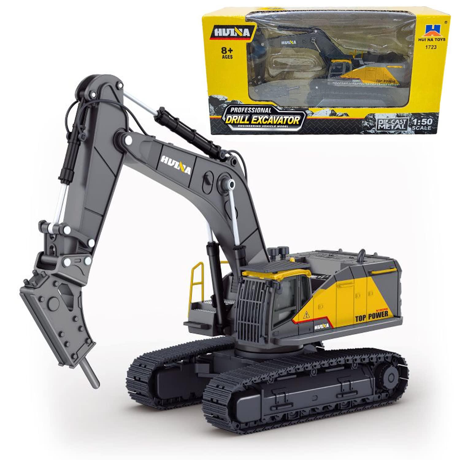 Gemini&Genius Gemini&Genius Drill Excavator Toy for Kids, 1:50 Scale Impact Hammer Excavator Construction Vehicle Toy, Demolition Machine-Tracked Driller, Engineering Car Great Toys and Gifts (Demolition Machine)