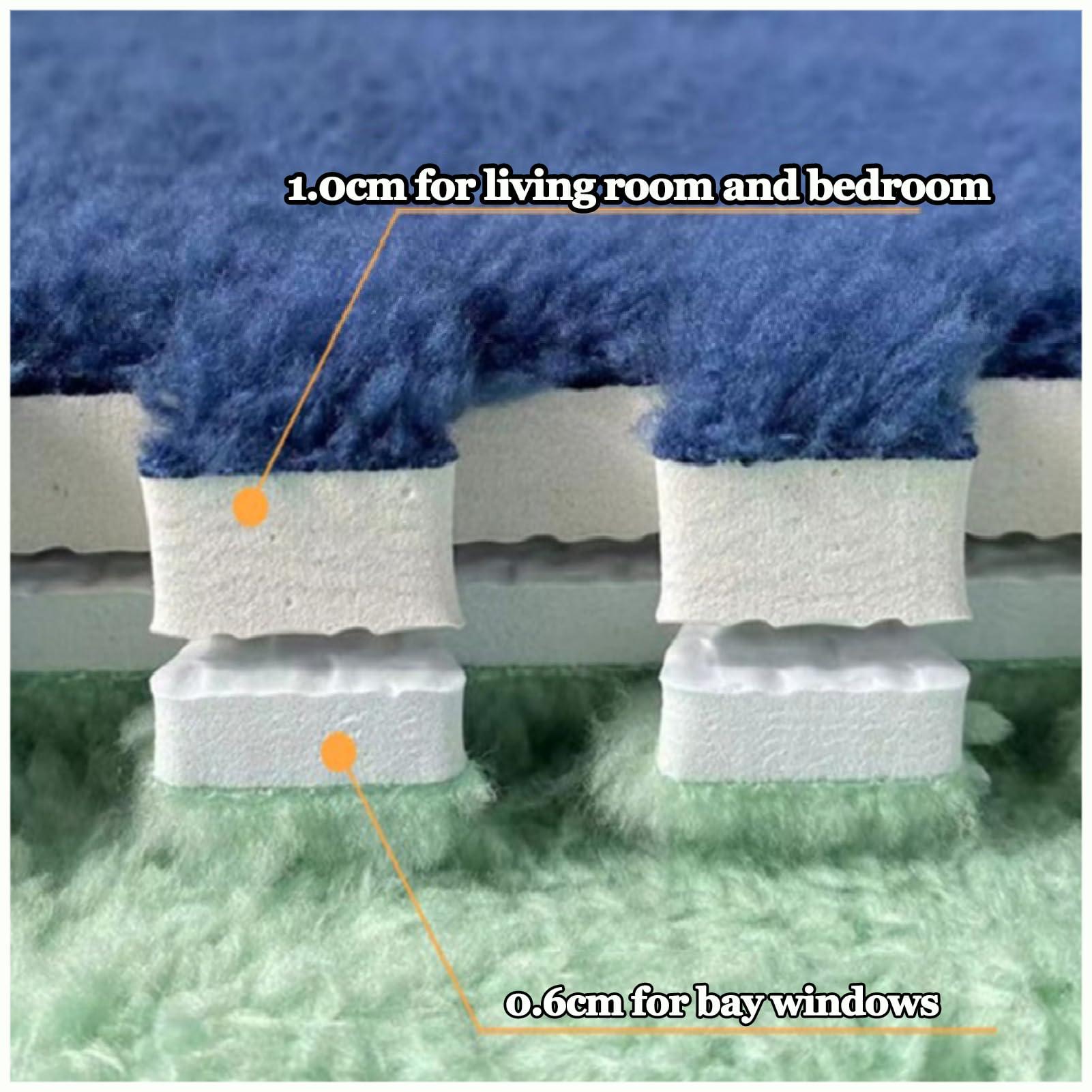 Generic 50pcs 1.0cm Thickened Plush Foam Floor Mats, Interlocking Foam Carpet Tiles, Puzzle Play Area Rugs Cuttable and Removable with Border(Size:30x30x1cm,Color:Gray + Sky Blue)
