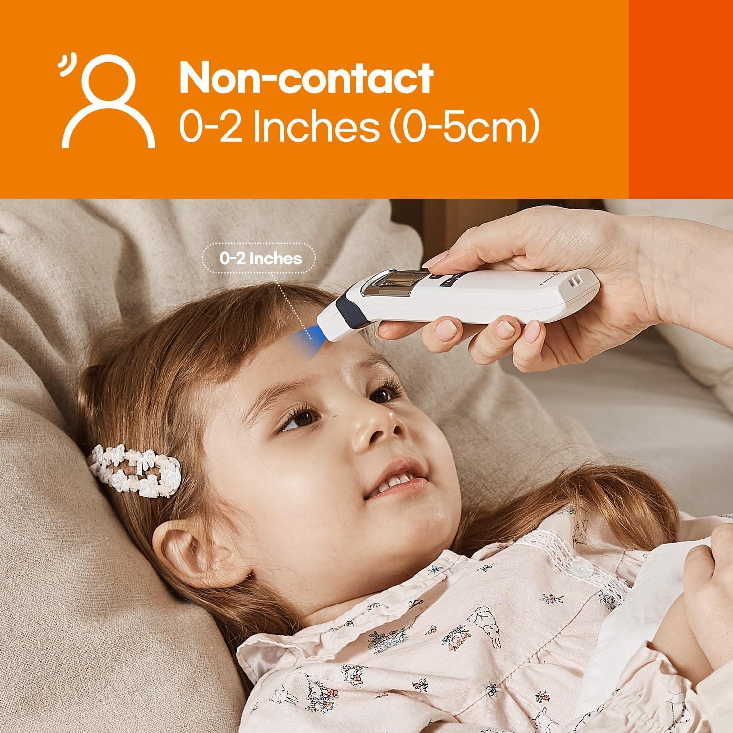 HuBDIC HubiBaby No-Touch Forehead Thermometer, Digital Infrared Thermometer for Adults and Kids, Baby Thermometer with Fever Alarm Fast and Accurate,Ideal for Whole Family (White)