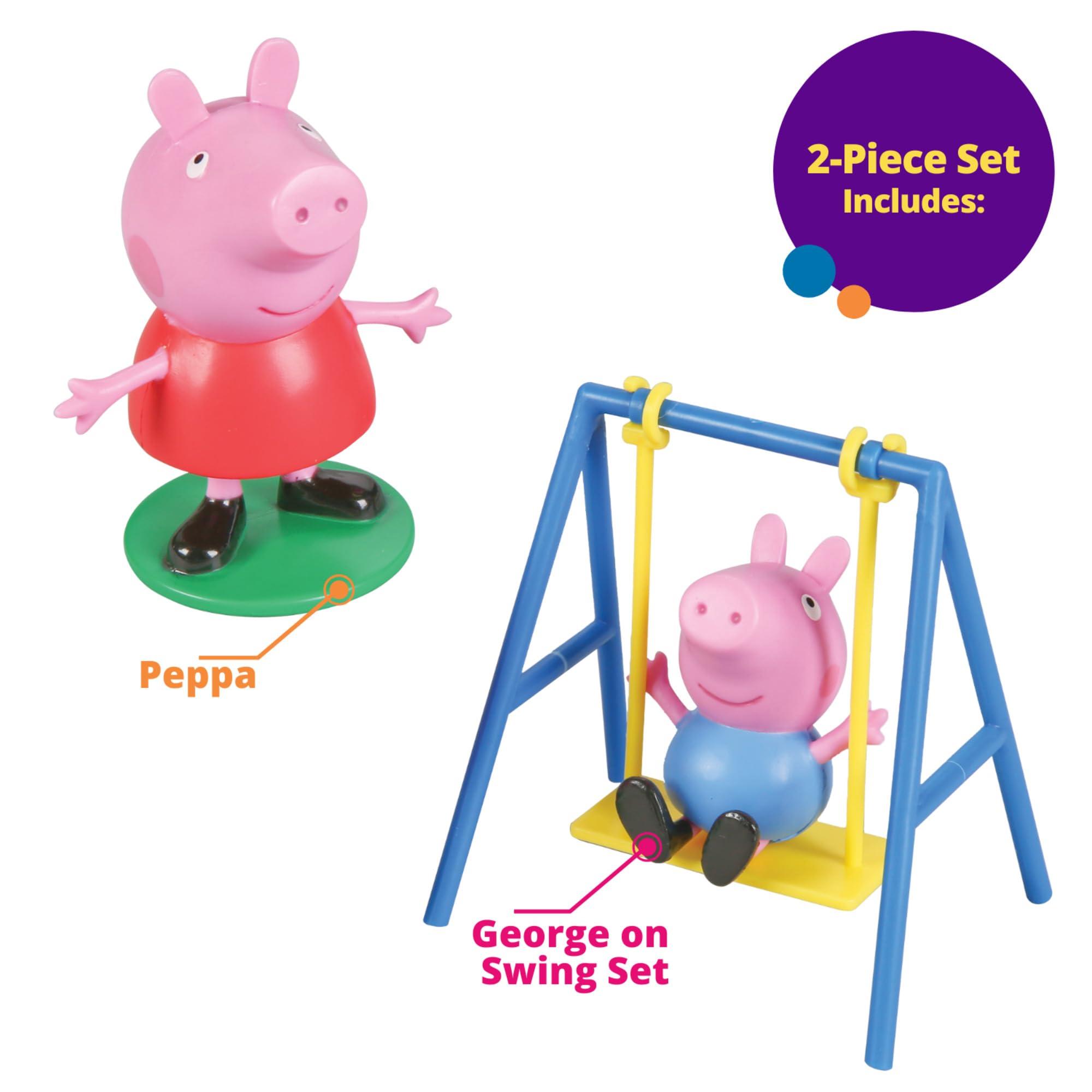 DecoPac Decopac Peppa Pig Swing Set DecoSet Cake Decoration Topper Pink, 3.2\" x 1.8\"