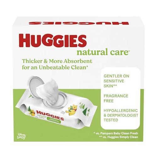 HUGGIES Huggies Natural Care Sensitive Baby Wipes, Unscented, Hypoallergenic, 6 Flip-Top Packs (288 Wipes Total)