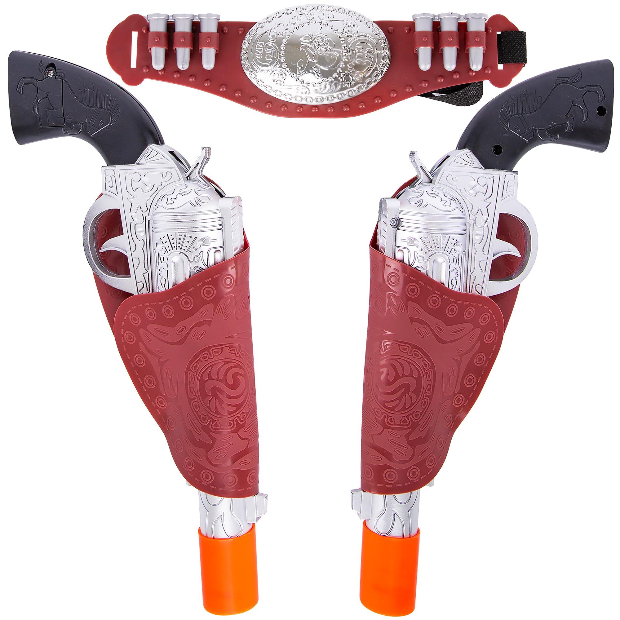 ArtCreativity ArtCreativity Cowboy Gun Belt and Holster Set Includes 2 Toy Guns with Sound, Toy Gun Holster, Brown Western Belt, and 6 Fake Bullets - Cowboy Costume Accessories for Boys Halloween Costume