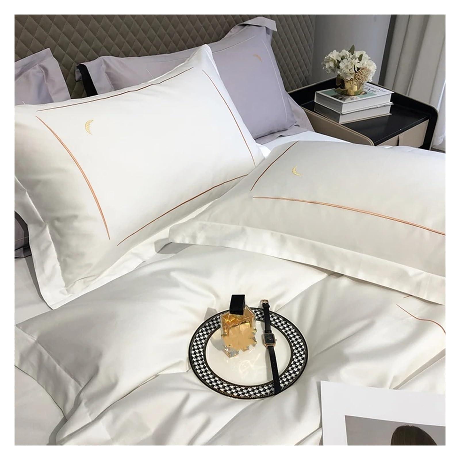 VSVE VSVE Luxury 1000TC Egyptian Cotton Bedding Set 1 Lines Embroidery Duvet Cover Set with Sheet Covers Pillowcases Bed Linen Bedding