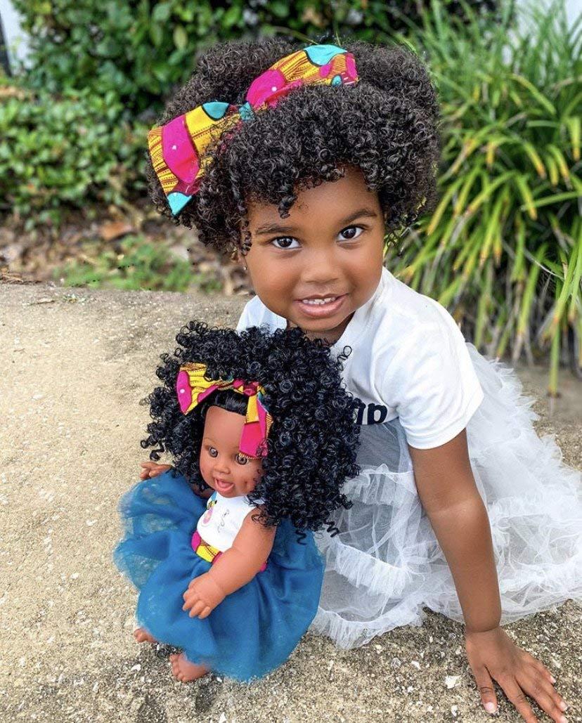 Natural Ella Baby Bee Doll African American Black Biracial Latino Baby Doll with Curly Natural Black Hair for Kids 3 and up for Birthday Gift