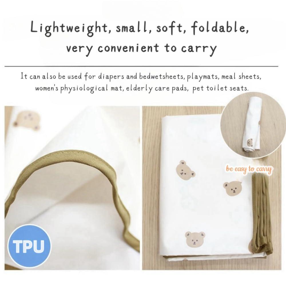 SPOTRILL Baby Waterproof Bed Pad Washable Mattress Pad Reusable Underpads Waterproof Mattress Reusable Pee Pads for Bed Wetting Toddlers Women Kids Adults (Bear)