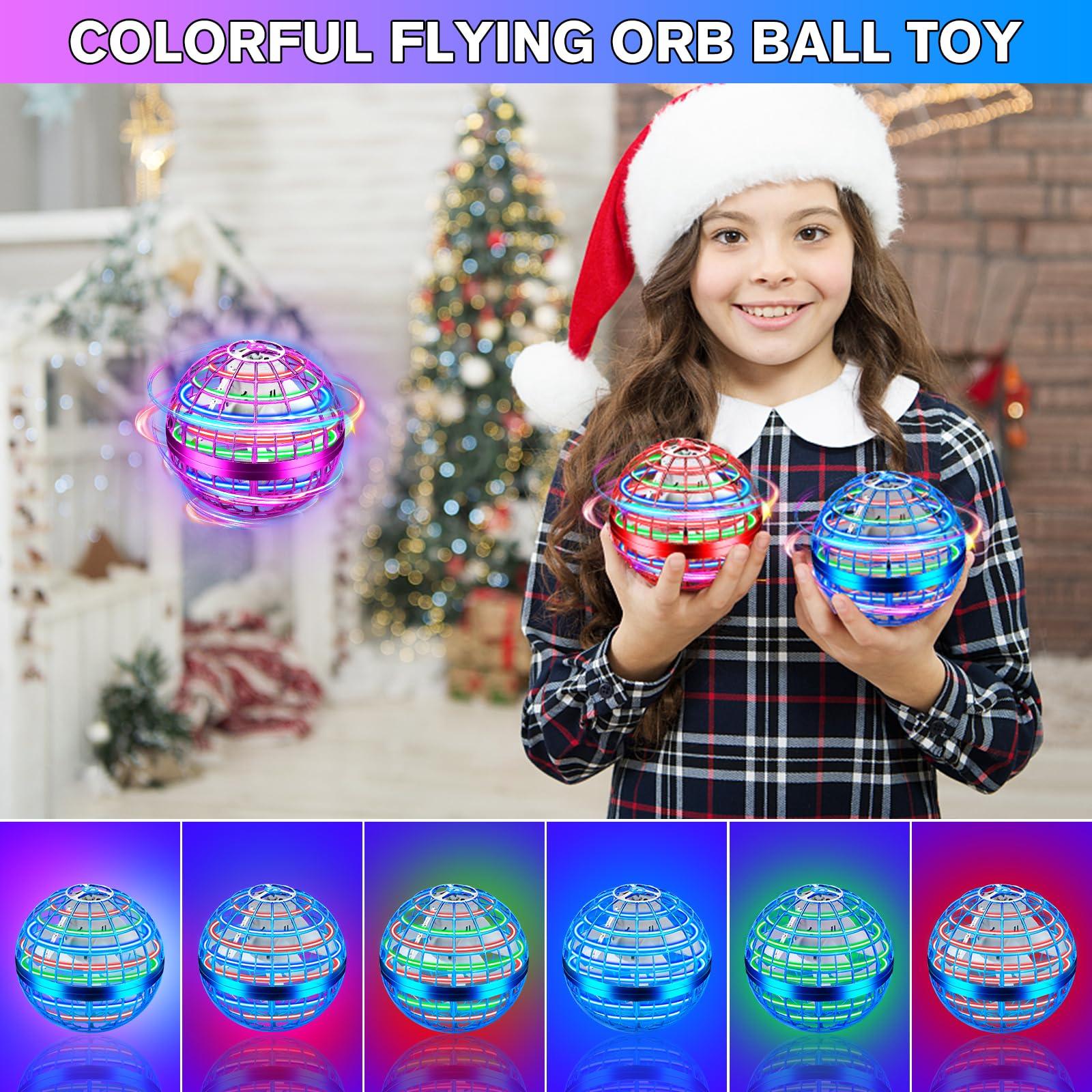 Vantexi Flying Orb Ball 2 Pack,Cosmic Globe Boomerang Ball with LED Lights,Hover Fly Orb Ball Flying Spinner Mini Drone,Flying Ball Drone Toy,Christmas Birthday Gifts for Boys Girls(Blue*2)