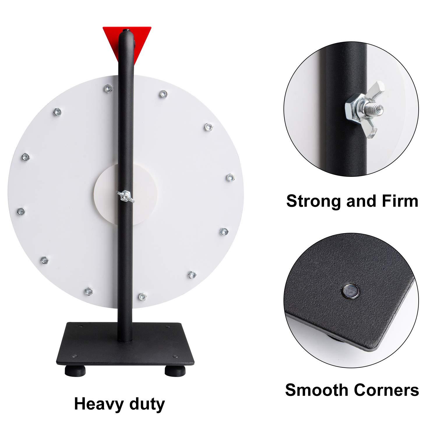 T-SIGN Spinning Wheel for Prizes, 10 Slots Color Prize Wheel with Eraser, 12 Inch Spin Wheel with Stand, Roulette Wheel for Tabletop - Wheel of Fortune Wheel Spinner for Carnival, Game Casino and Trade Show