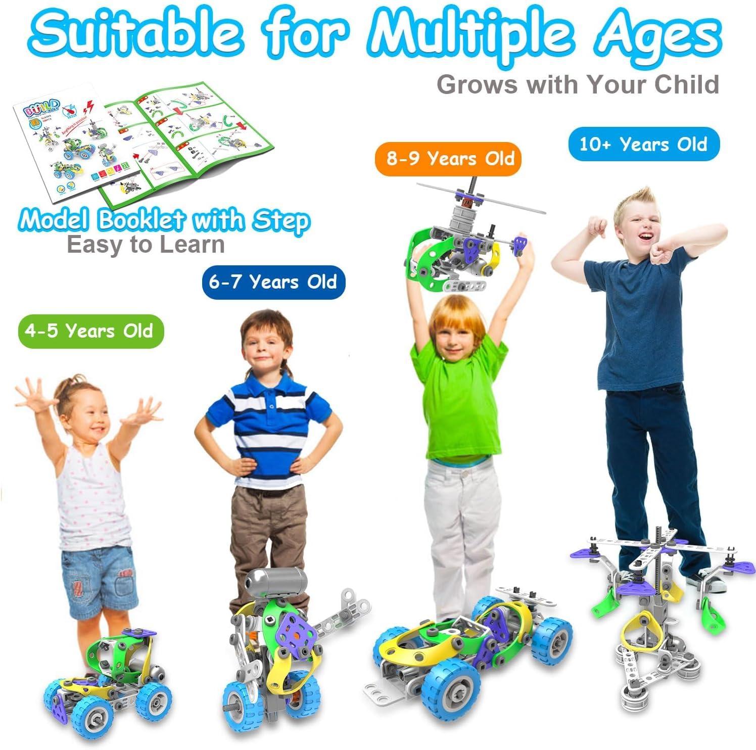 Tsomtto 10 in 1 Electric STEM Toys for 4 5 6 7 8+ Year Old Boy Girl Birthday Gifts Educational Building Toys for Kids Ages 4-8 5-7 8-12 Stem Activities Construction Toy for Boys 6-8 8-10 Valentine Idea Gift
