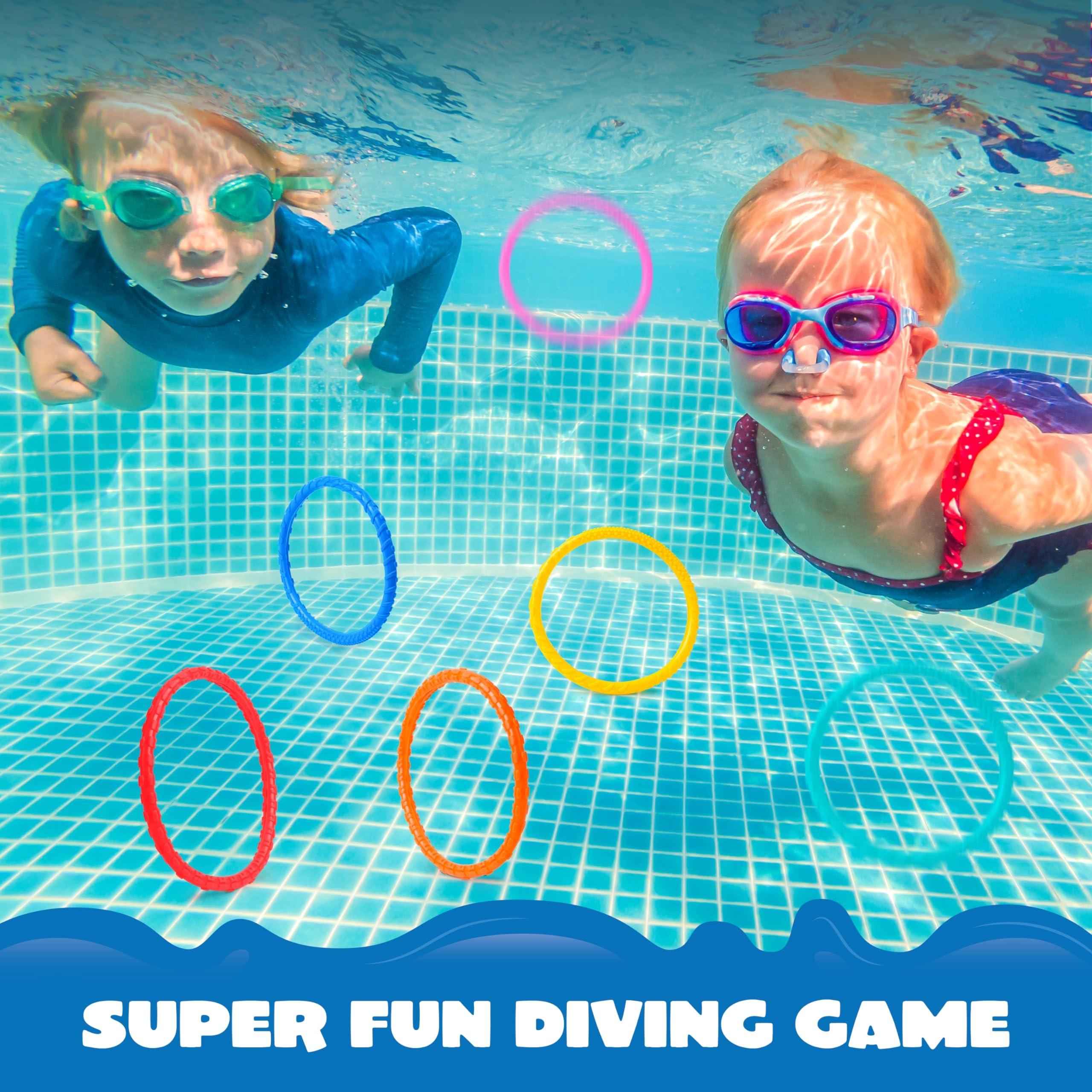 JOYIN JOYIN Dive Rings Pool Toys, 8 Pcs Colorful Pool Rings for Kids, Underwater Training Pool Diving Rings, Swimming Pool Dive Ring Toy for Kids Gifts Summer Swim Water Fun Pool Games(Diving Circles)
