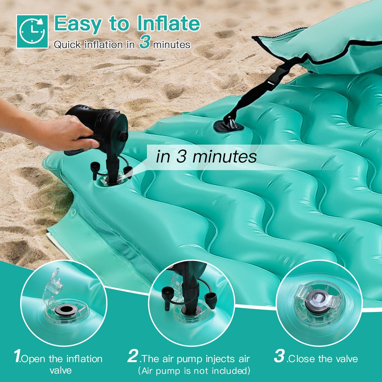 Sunrio Sunrio 114'' X 72'' Giant Inflatable Floating Mat-Pool Float Lake Floats for Adults with Pool Hammock Pool Mats for Floating Swimming Pool, Beach, Lake for Summer Water Party