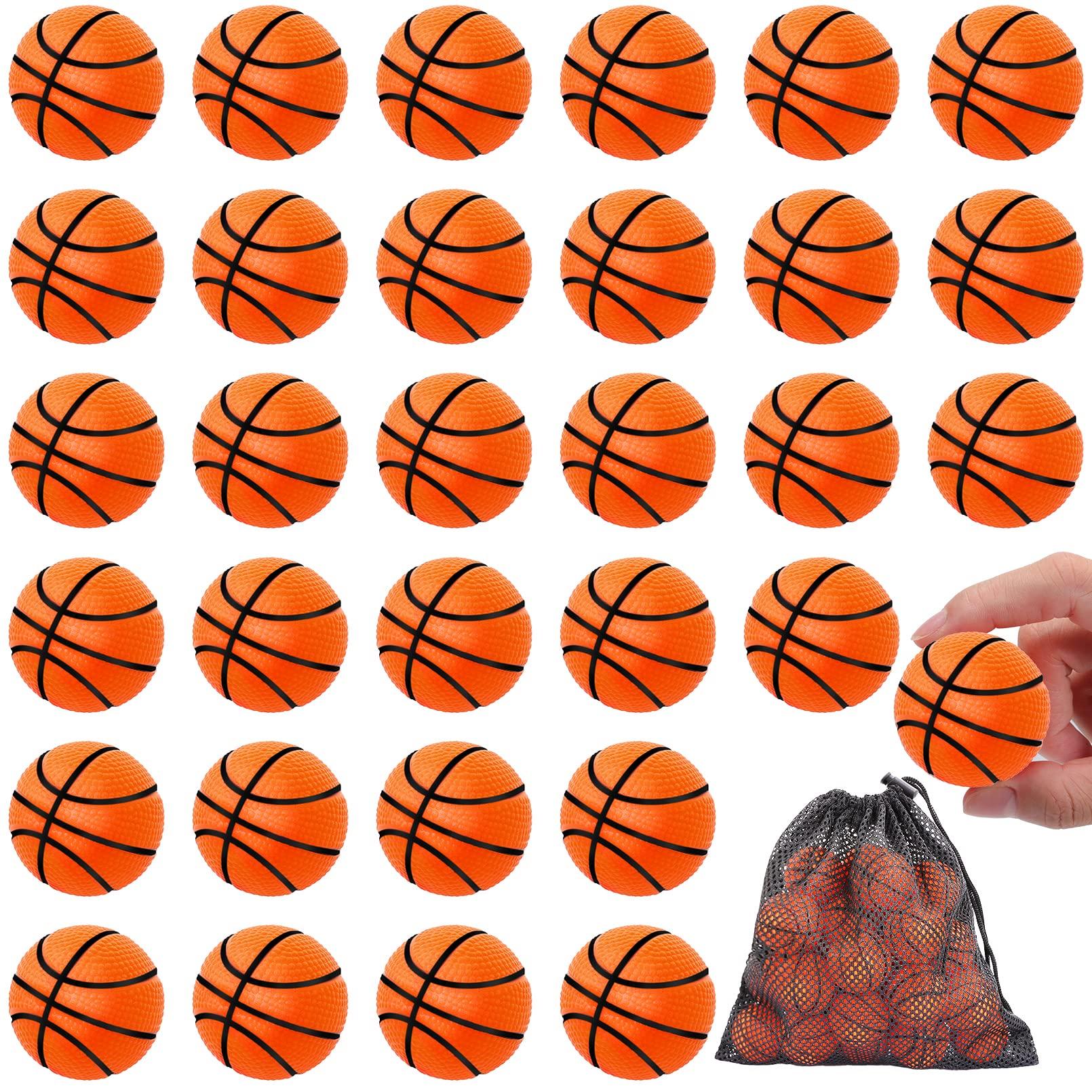 Nuchaely Mini Basketball Stress Balls,30 Pack Mini Foam Sports Balls,1.6 Inch Mini Basketballs for Kids,Stress Relief Squeeze Balls Bulk for School Carnival Reward Theme Party Favor Toys Game Decorations