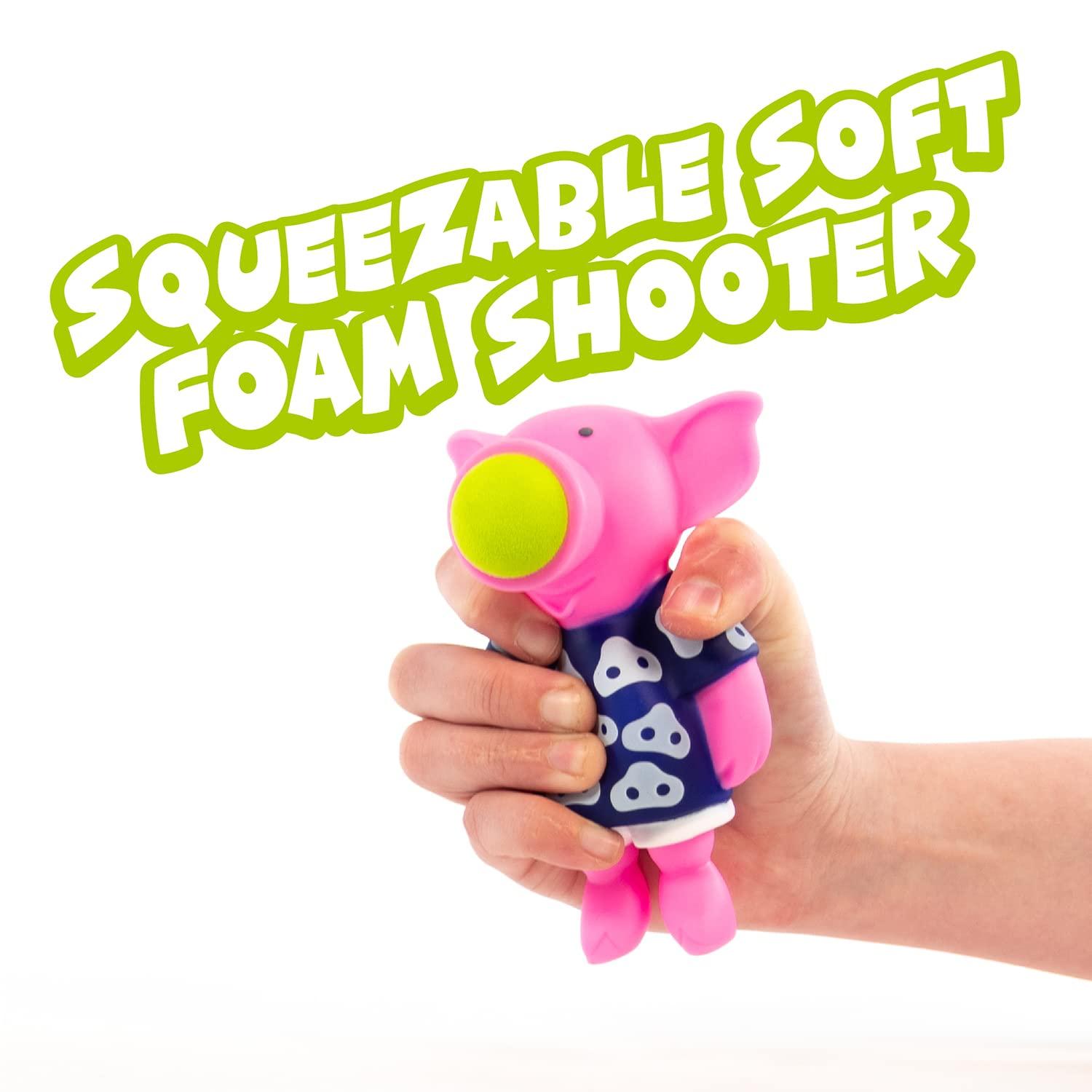 Hog Wild Hog Wild Pig Ball Popper Toy - Includes 4 Soft Foam Balls - Squeeze to Pop Air Powered Balls Up to 20 Feet - Launcher Safe for Indoor/Outdoor Play - Party Favor Gift for Kids, Girls, Boys Ages 5+