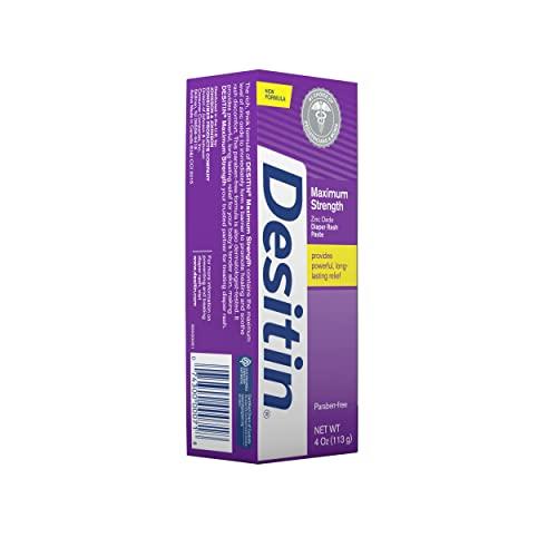 Desitin Desitin Maximum Strength Baby Diaper Rash Cream with 40% Zinc Oxide for Treatment, Relief & Prevention, Hypoallergenic, Phthalate- & Paraben-Free Paste, 4 oz
