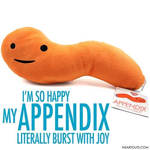 I Heart Guts I Heart Guts Appendix Plush - Feel It In Your Gut - 14\" Stuffed Organ Plush Toy, Appendix Removal Get Well Gifts, Ideal for Appendicitis, Kids, Nurses, Medical Students,Surgery