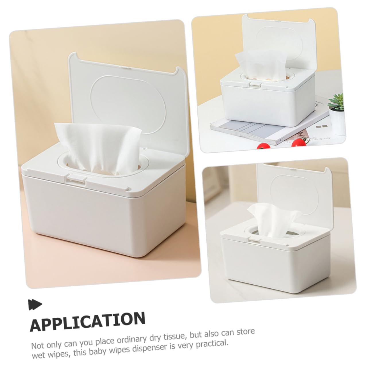 SHOWERORO SHOWERORO Tabletop Tissue Box Dispenser Portable Wipes Holder for Home White Wipe Dispenser