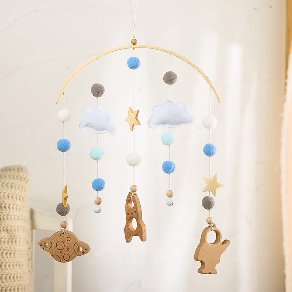 ikasus Crib Mobile for Baby with Wooden Arm, Wall Mounted Suitable for All Cribs 100% Natural Larch Hanger Nusery Decor Baby Room Safe Holder Type 2