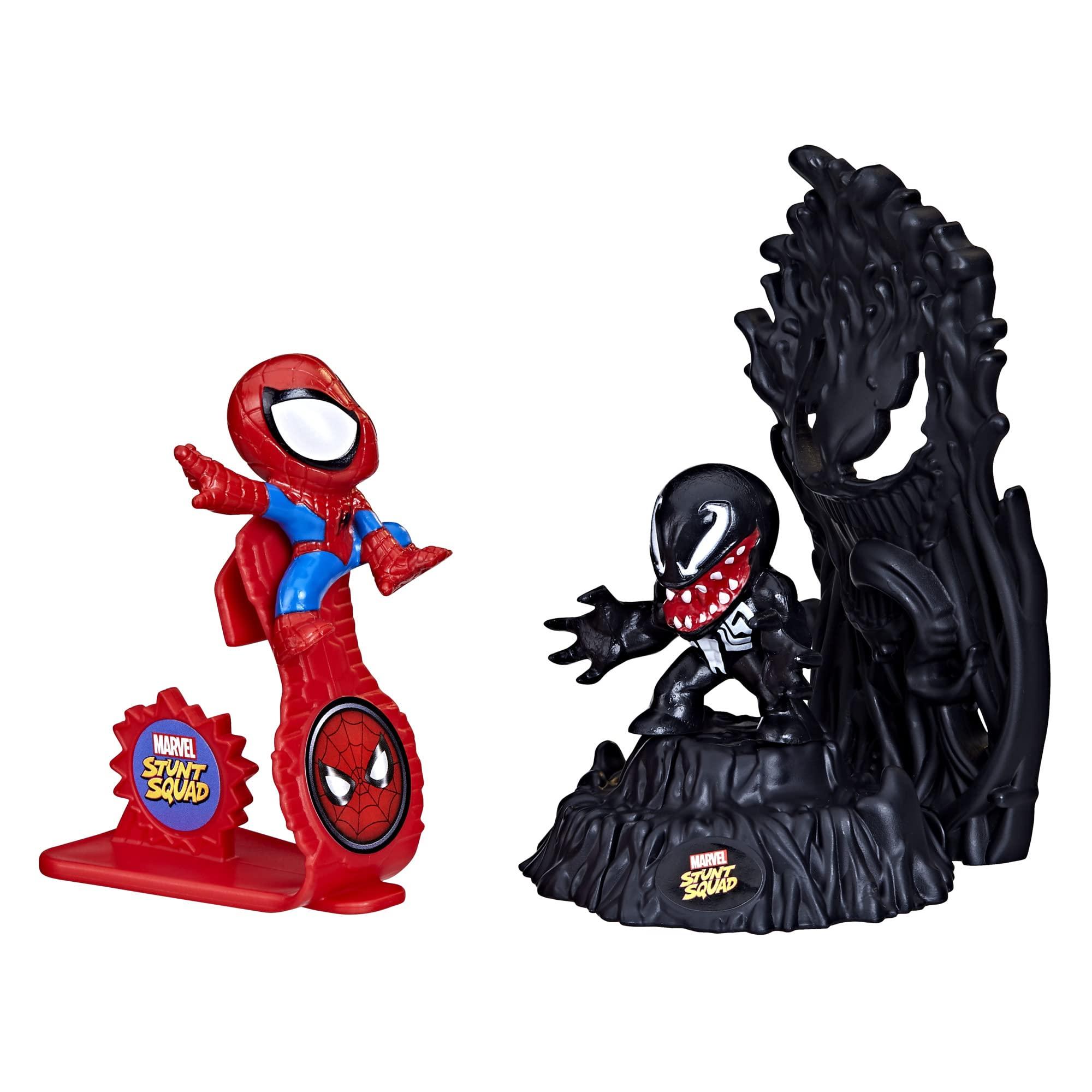 Marvel Marvel Stunt Squad Spider-Man vs. Venom Playset, 1.5-Inch Super Hero Action Figures, Marvel Toys for Kids Ages 4 and Up