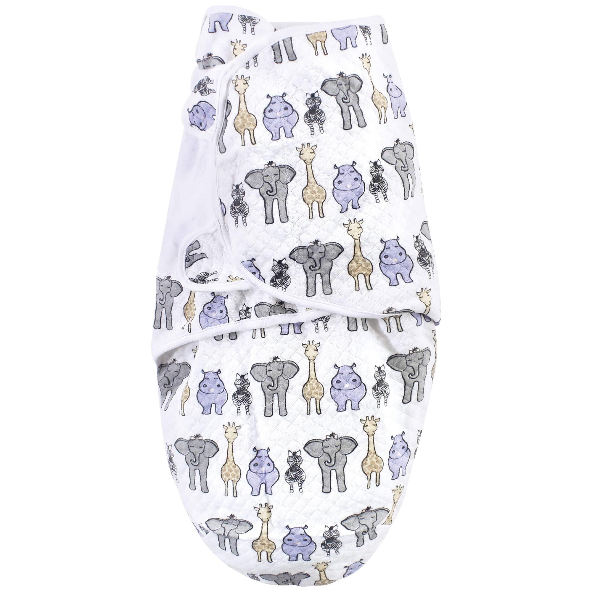 Hudson Baby Hudson Baby Unisex Baby Quilted Cotton Swaddle Wrap 3pk, Pink Safari, 0-3 Months