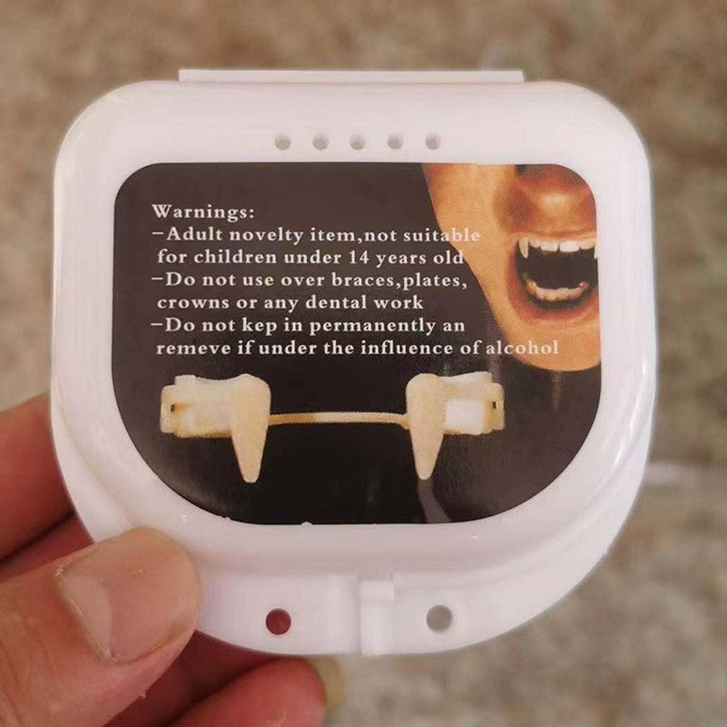 Dzrige Dzrige Halloween Retractable Vampire Fangs Scary Creepy Plastic Vampire Fake Teeth for Cosplay Party Props Halloween Carnival Party Fangs Favors