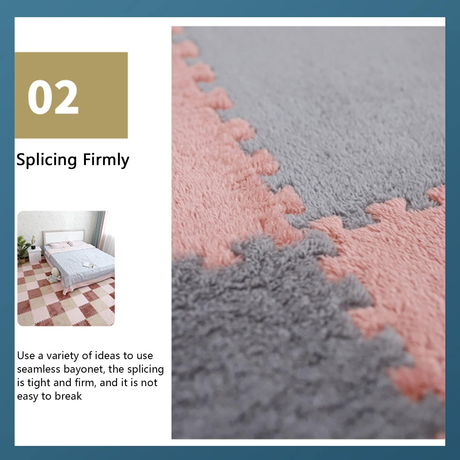 FYYSJW 20 Pcs Interlocking Carpet Tiles,Plush Foam Floor Mat,Square Puzzle Mat,Climbing Mat Area Rugs for Home Playroom,20 Tiles/19.4 Sq.Ft,Lake Blue+Purple