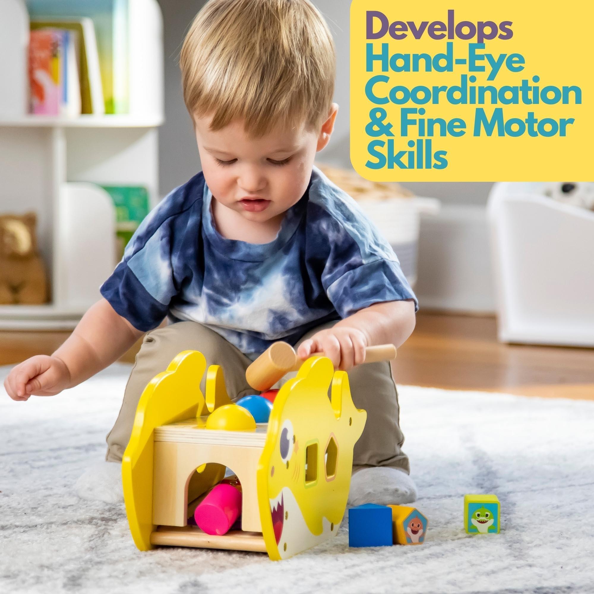 Pidoko Kids Pidoko Kids Baby Shark Toys for 1 Year Old - Montessori Learning, Hammering & Pounding Toy - Birthday Gifts for Toddlers Boys & Girls - Xylophone & Shape Sorter Blocks