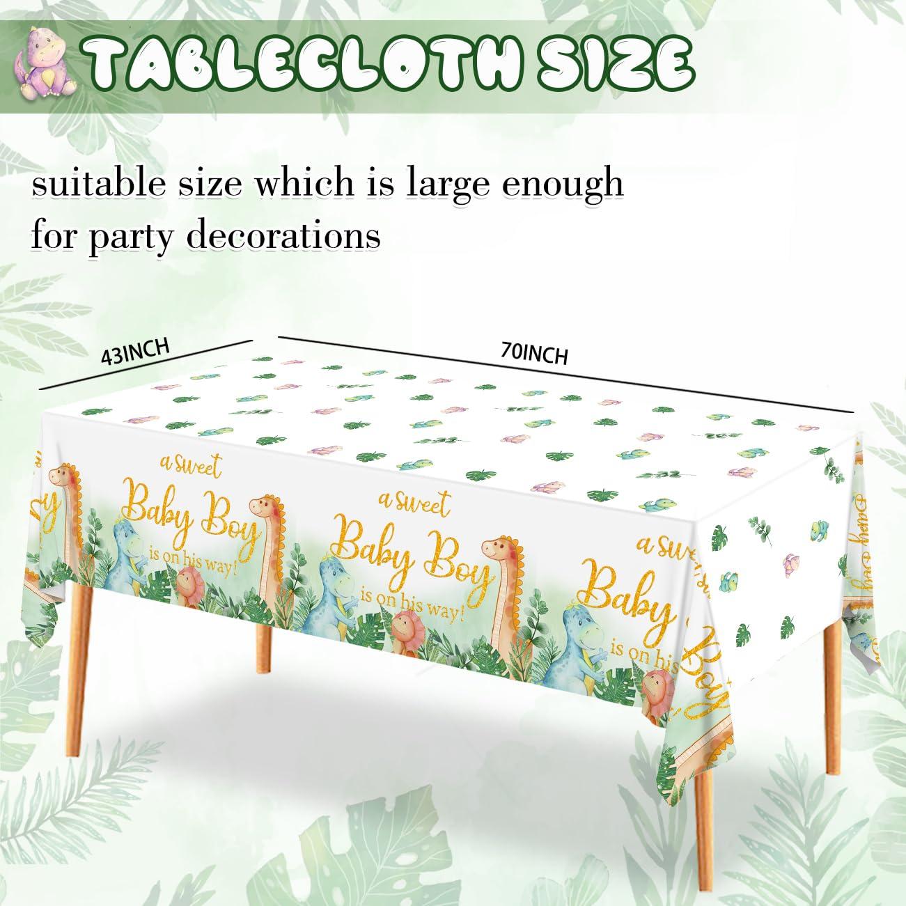 Haiyumaoyi Dinosaur Baby Shower Decorations Tablecloth for Boy - Dino Baby Shower Party Supplies Disposable Waterproof Plastic Table Cover, Dinosaur Theme Baby Boy Table Cloth Decorations 3 Pack (43in x 70in)