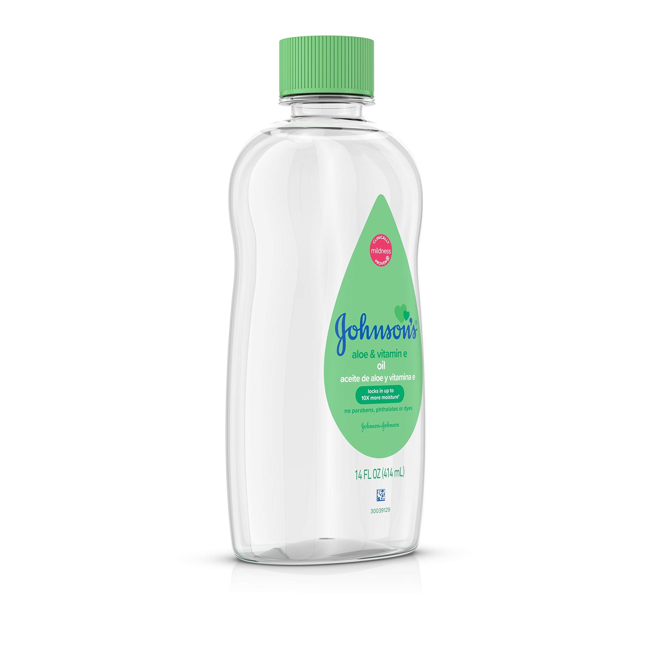 Johnson\'s Baby Johnson's Baby Johnson & Johnson Baby Oil, Aloe Vera & Vitamin E, Multicolor, 14 Fl Oz (Pack of 4)