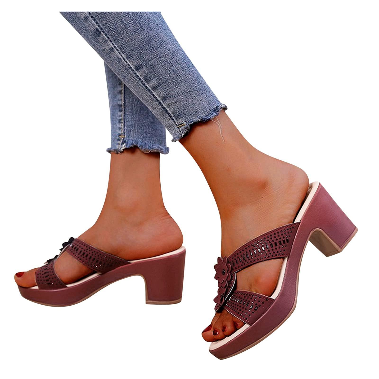 ZBYY ZBYY Women's Wedge Sandals,Fashion Comfort Slip On Peep Toe High Heel Platform Sandals Slide Wedge Sandals