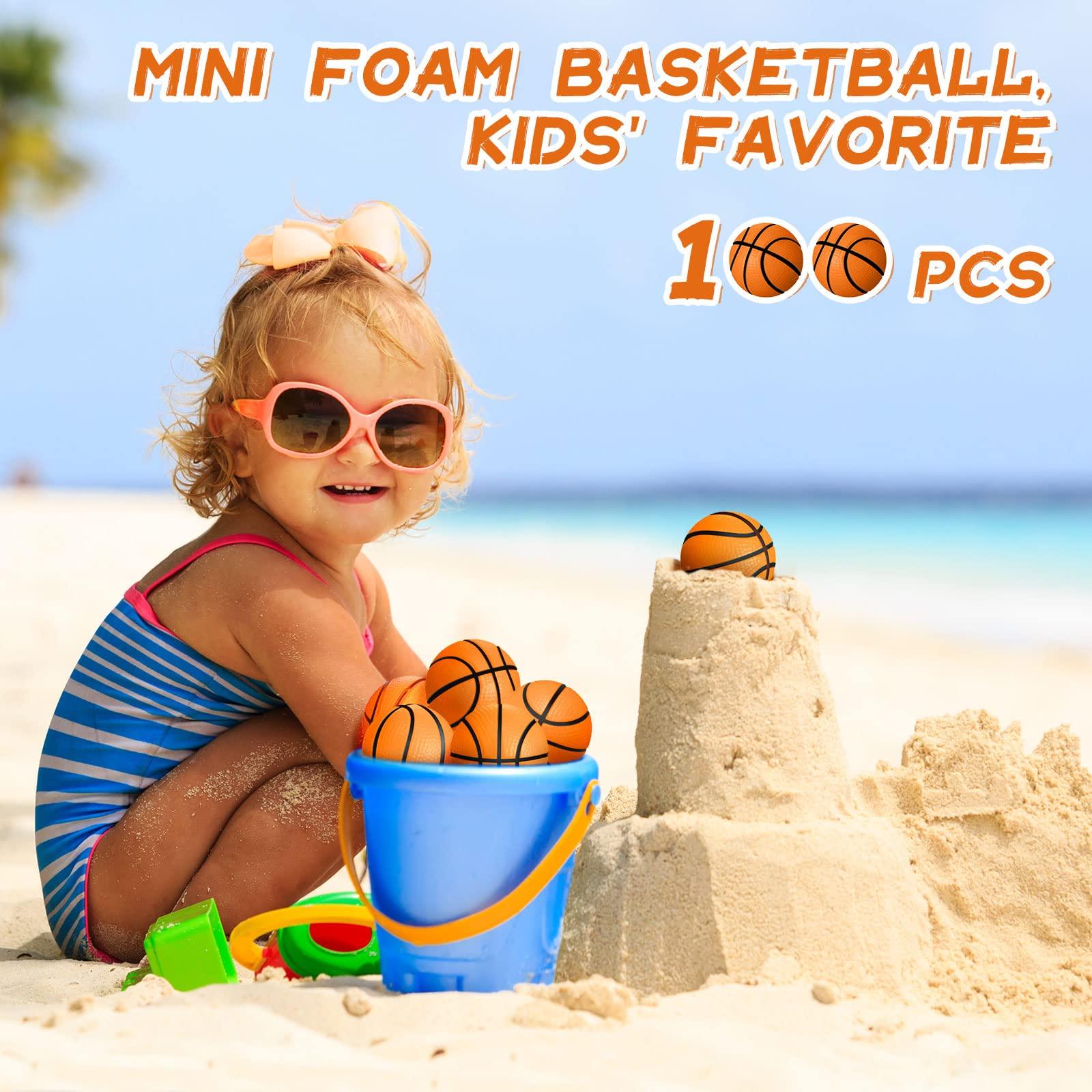 Sumind 100 Pcs Mini Basketball Stress Ball Bulk 1.6 Inch Mini Basketball Party Favor Small Soft Foam Basketball Squeeze Ball Anxiety Stress Relief for Basketball Party Decorations