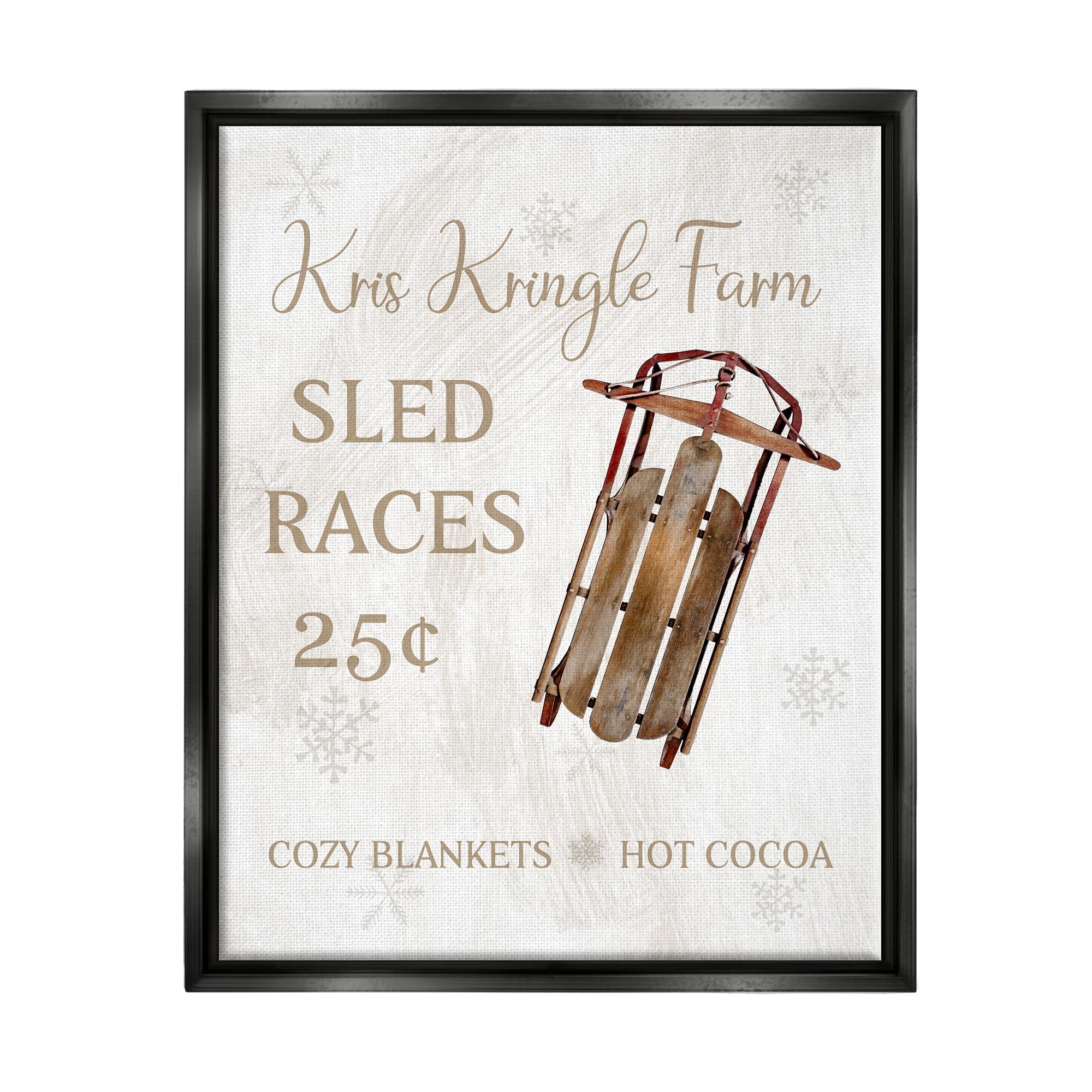 Stupell Industries Stupell Industries Sled Races Holiday Sign Framed Floater Canvas Wall Art by Conrad Knutsen