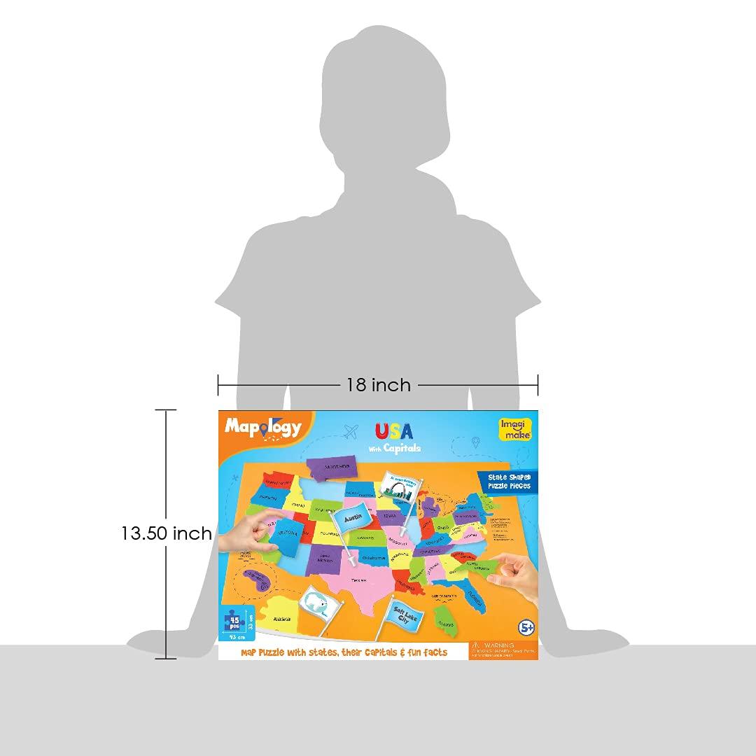Imagimake Imagimake Mapology USA Map with Capitals | Learning States and Capitals | US Geography Toys for Ages 5-7 | Jigsaw Puzzles for Kids Ages 8-10 Years | Educational Toys for Ages 8-13